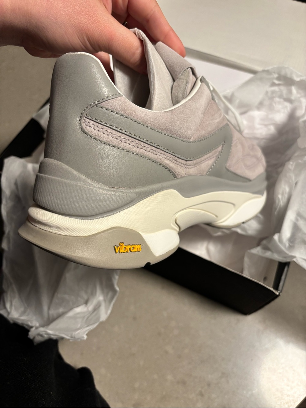 NWT rag & bone Quilted Suede Platform Sneaker in Light Gray and Off-White - Picture 10 of 16